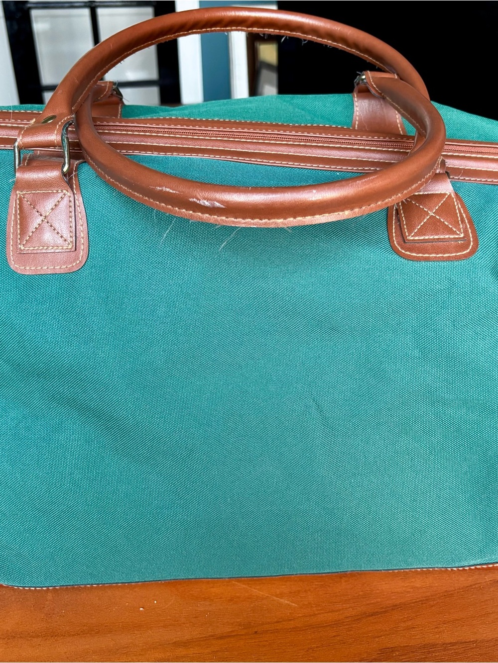 VTG iconic Polo Ralph Lauren Green Canvas Travel Tote with Brown Leather Trim - Picture 4 of 9